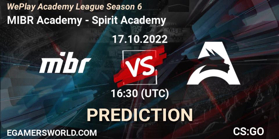 MIBR Academy - Spirit Academy: Maç tahminleri. 17.10.22, CS2 (CS:GO), WePlay Academy League Season 6