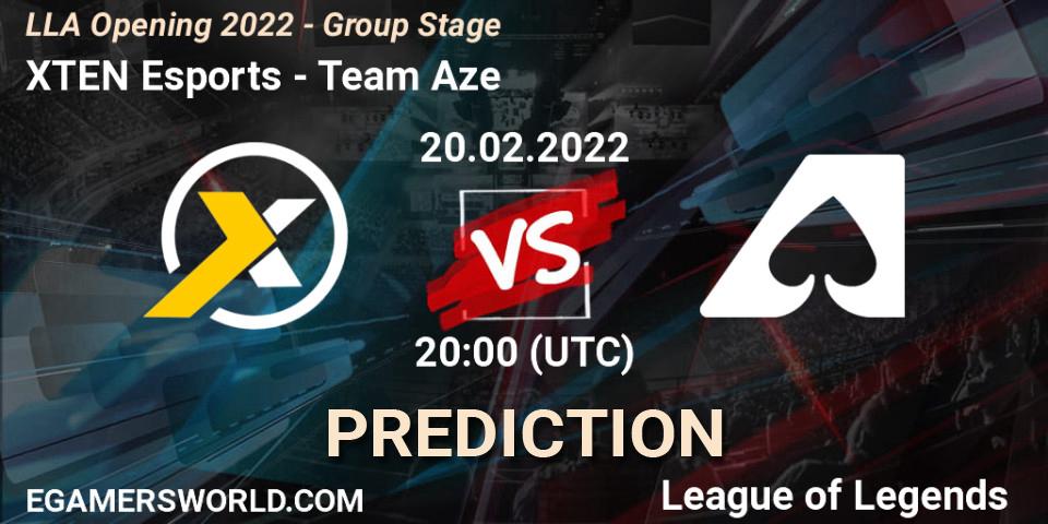XTEN Esports - Team Aze: Maç tahminleri. 20.02.2022 at 20:00, LoL, LLA Opening 2022 - Group Stage