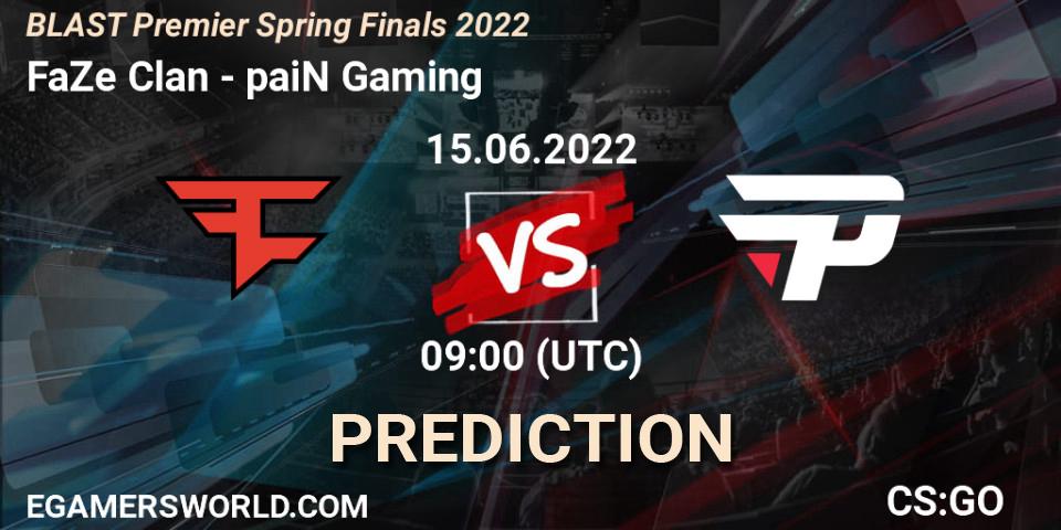 FaZe Clan - paiN Gaming: Maç tahminleri. 15.06.2022 at 09:00, Counter-Strike (CS2), BLAST Premier Spring Finals 2022 