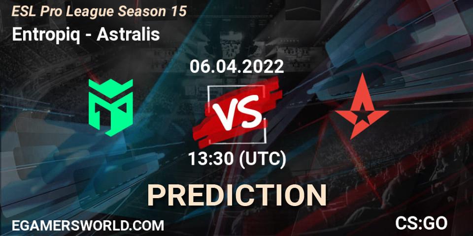 Entropiq - Astralis: Maç tahminleri. 06.04.2022 at 13:30, Counter-Strike (CS2), ESL Pro League Season 15