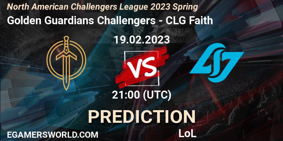 Golden Guardians Challengers - CLG Faith: Maç tahminleri. 19.02.23, LoL, NACL 2023 Spring - Group Stage