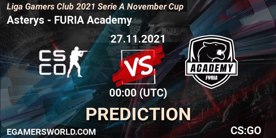 Asterys - FURIA Academy: Maç tahminleri. 27.11.2021 at 00:00, Counter-Strike (CS2), Liga Gamers Club 2021 Serie A November Cup