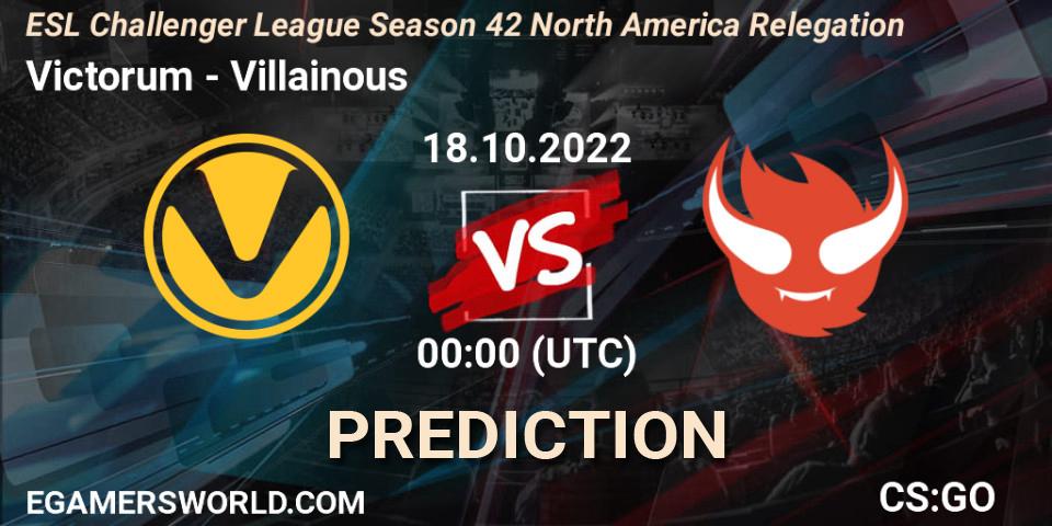 Victorum - Villainous: Maç tahminleri. 18.10.22, CS2 (CS:GO), ESL Challenger League Season 42 North America Relegation