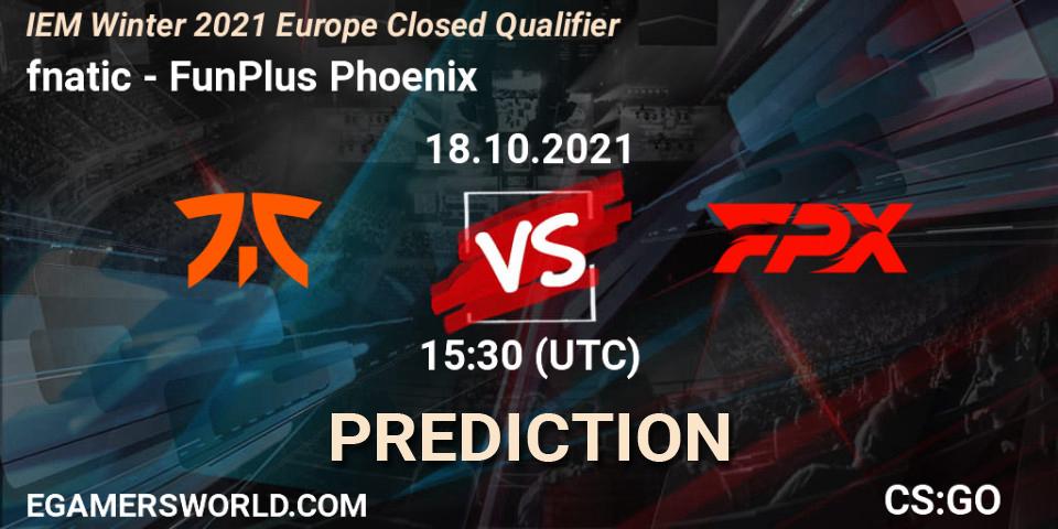 fnatic - FunPlus Phoenix: Maç tahminleri. 18.10.2021 at 15:30, Counter-Strike (CS2), IEM Winter 2021 Europe Closed Qualifier