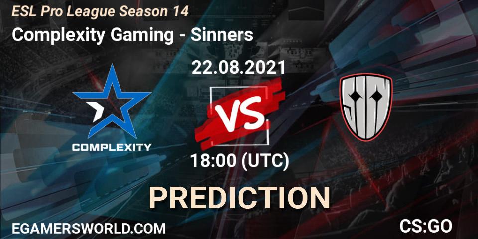 Complexity Gaming - Sinners: Maç tahminleri. 22.08.2021 at 18:40, Counter-Strike (CS2), ESL Pro League Season 14