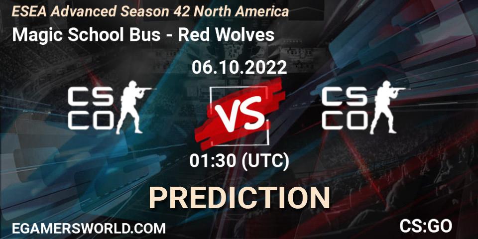 Magic School Bus - Red Wolves: Maç tahminleri. 06.10.2022 at 01:00, Counter-Strike (CS2), ESEA Advanced Season 42 North America