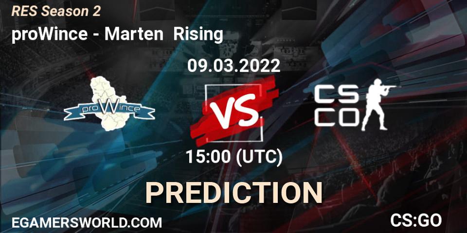 proWince - Marten Rising: Maç tahminleri. 09.03.2022 at 18:00, Counter-Strike (CS2), RES Season 2