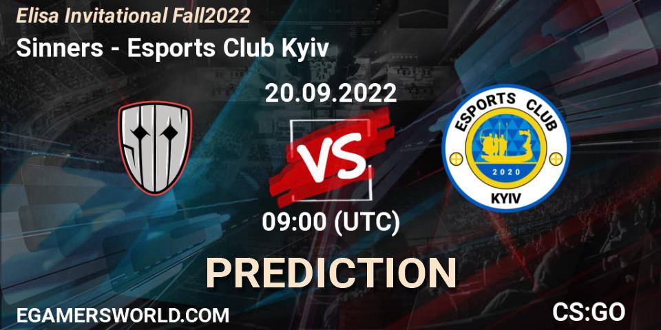 Sinners - Esports Club Kyiv: Maç tahminleri. 20.09.2022 at 09:00, Counter-Strike (CS2), Elisa Invitational Fall 2022