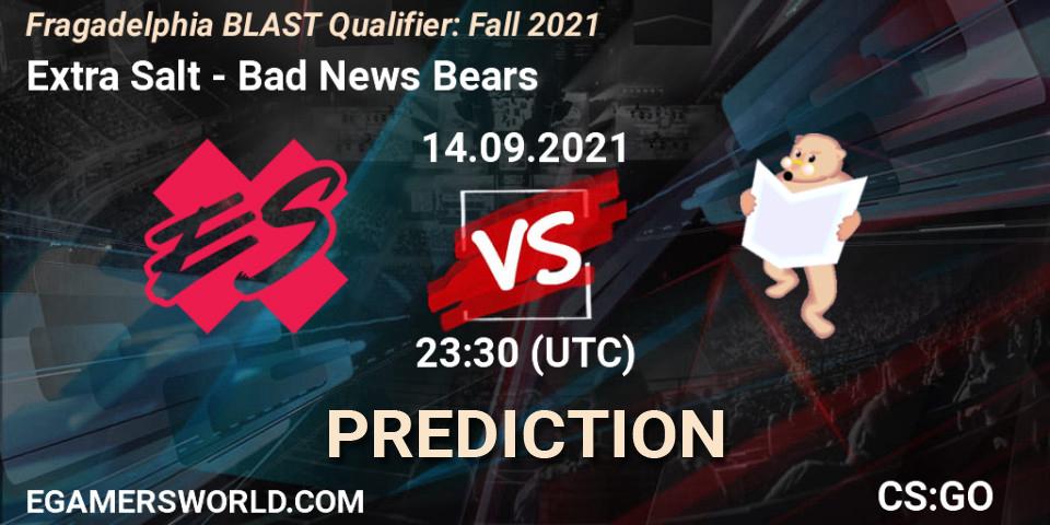 Extra Salt - Bad News Bears: Maç tahminleri. 14.09.2021 at 23:30, Counter-Strike (CS2), Fragadelphia BLAST Qualifier: Fall 2021