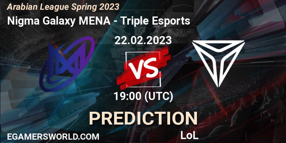 Nigma Galaxy MENA - Triple Esports: Maç tahminleri. 22.02.23, LoL, Arabian League Spring 2023