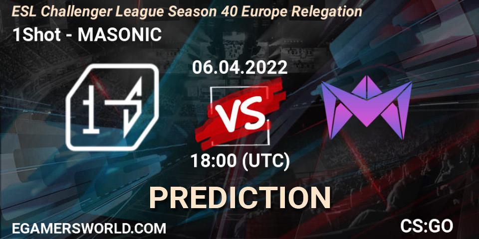 1Shot - MASONIC: Maç tahminleri. 06.04.2022 at 19:00, Counter-Strike (CS2), ESL Challenger League Season 40 Europe Relegation