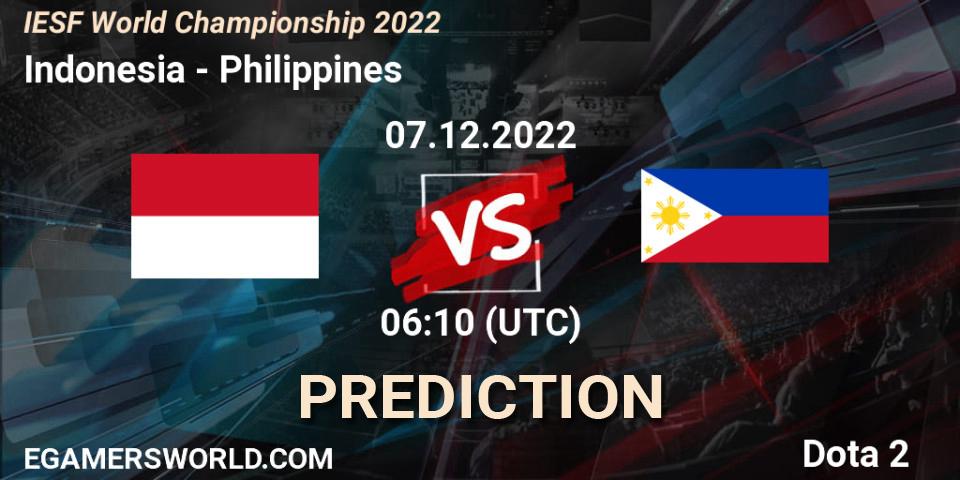 Indonesia - Philippines: Maç tahminleri. 07.12.22, Dota 2, IESF World Championship 2022 