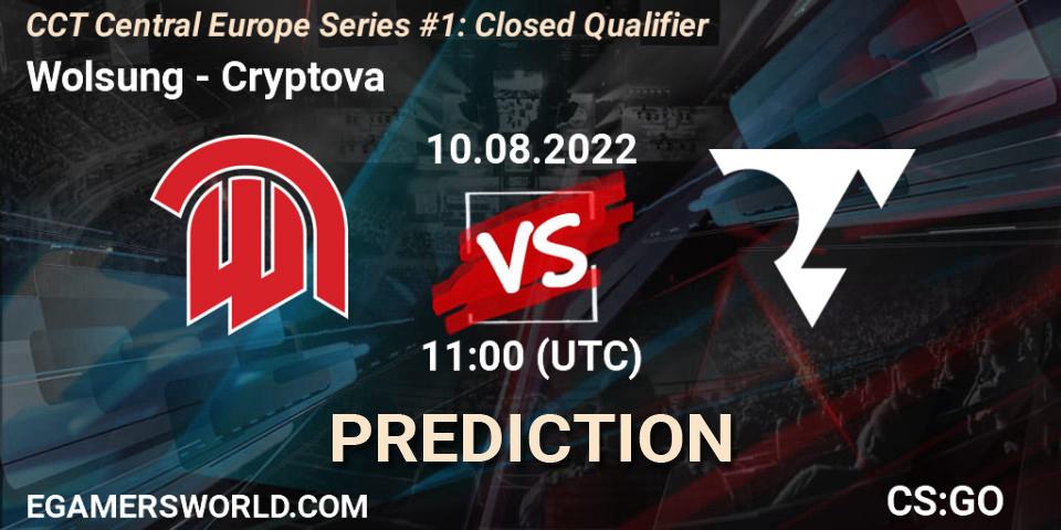 Wolsung - Cryptova: Maç tahminleri. 10.08.2022 at 11:00, Counter-Strike (CS2), CCT Central Europe Series #1: Closed Qualifier