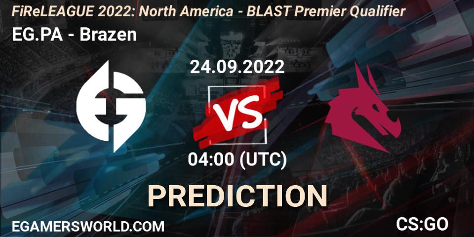 EG.PA - Brazen: Maç tahminleri. 24.09.22, CS2 (CS:GO), FiReLEAGUE 2022: North America - BLAST Premier Qualifier