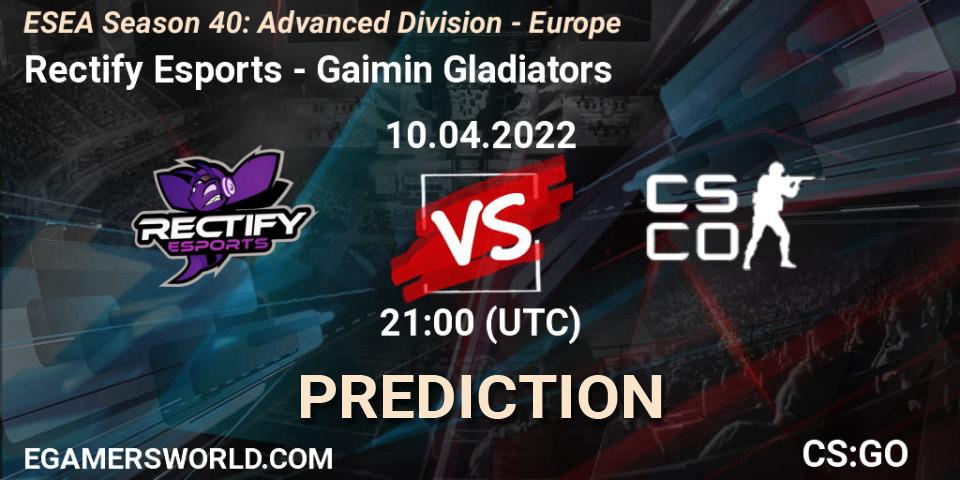 Rectify Esports - Gaimin Gladiators: Maç tahminleri. 10.04.2022 at 20:00, Counter-Strike (CS2), ESEA Season 40: Advanced Division - Europe