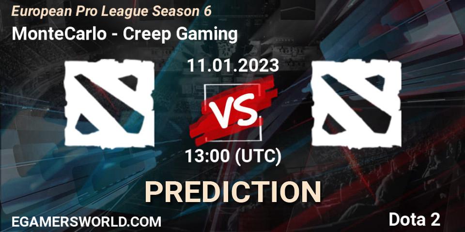 MonteCarlo - Creep Gaming: Maç tahminleri. 11.01.2023 at 13:05, Dota 2, European Pro League Season 6