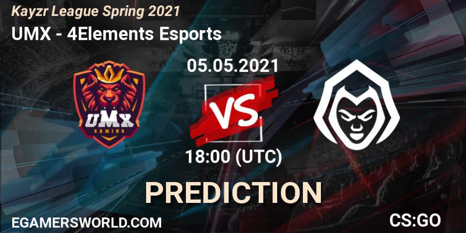 UMX - 4Elements Esports: Maç tahminleri. 05.05.2021 at 18:00, Counter-Strike (CS2), Kayzr League Spring 2021