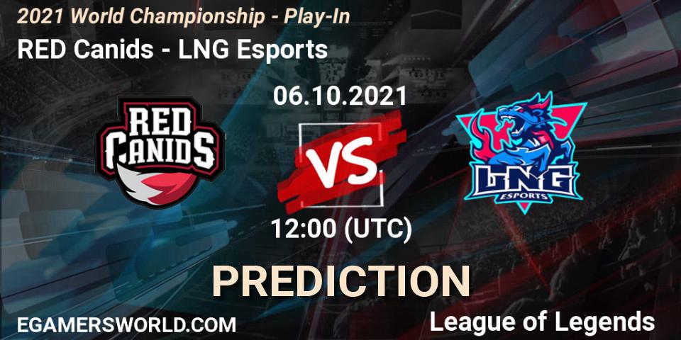 RED Canids - LNG Esports: Maç tahminleri. 06.10.2021 at 12:00, LoL, 2021 World Championship - Play-In