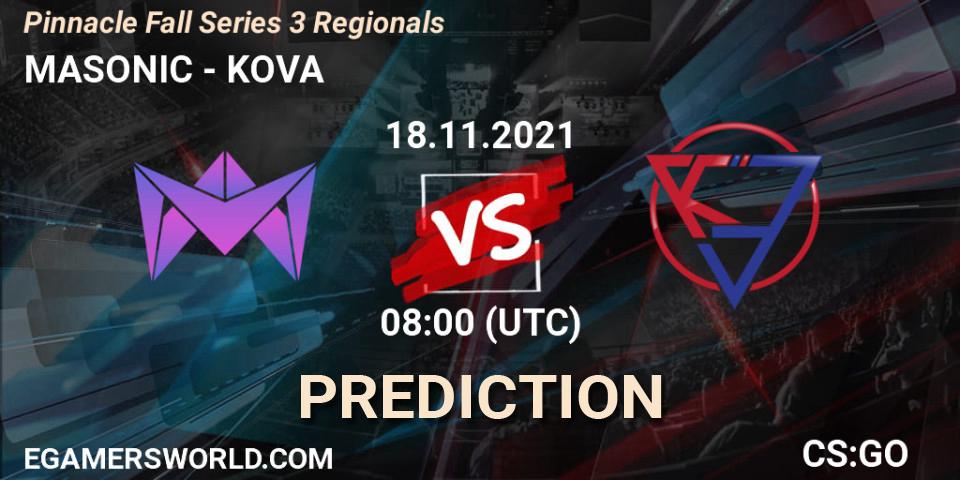 MASONIC - KOVA: Maç tahminleri. 18.11.2021 at 08:00, Counter-Strike (CS2), Pinnacle Fall Series 3 Regionals