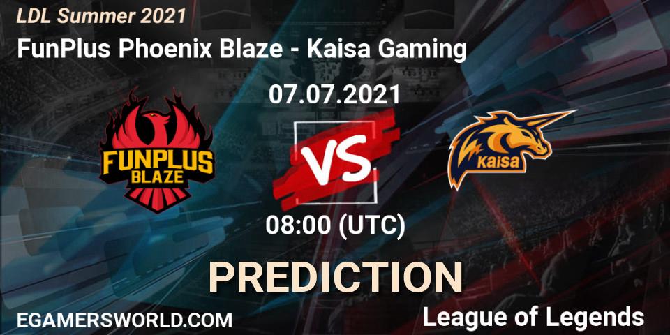 FunPlus Phoenix Blaze - Kaisa Gaming: Maç tahminleri. 07.07.2021 at 09:00, LoL, LDL Summer 2021
