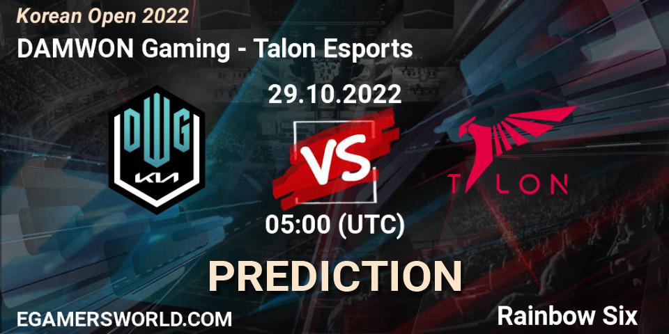DAMWON Gaming - Talon Esports: Maç tahminleri. 29.10.2022 at 05:00, Rainbow Six, Korean Open 2022