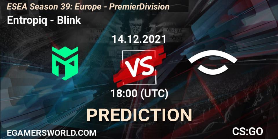 Entropiq - Blink: Maç tahminleri. 14.12.21, CS2 (CS:GO), ESEA Season 39: Europe - Premier Division