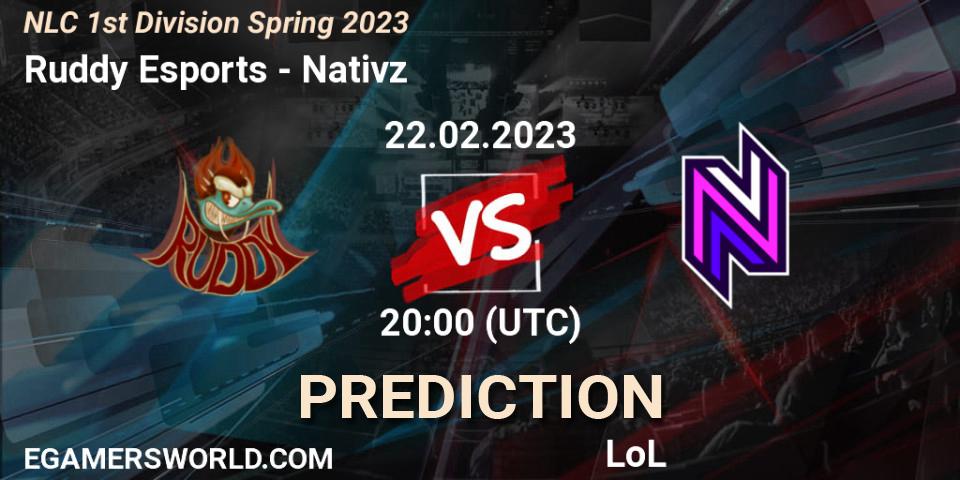 Ruddy Esports - Nativz: Maç tahminleri. 22.02.2023 at 20:00, LoL, NLC 1st Division Spring 2023