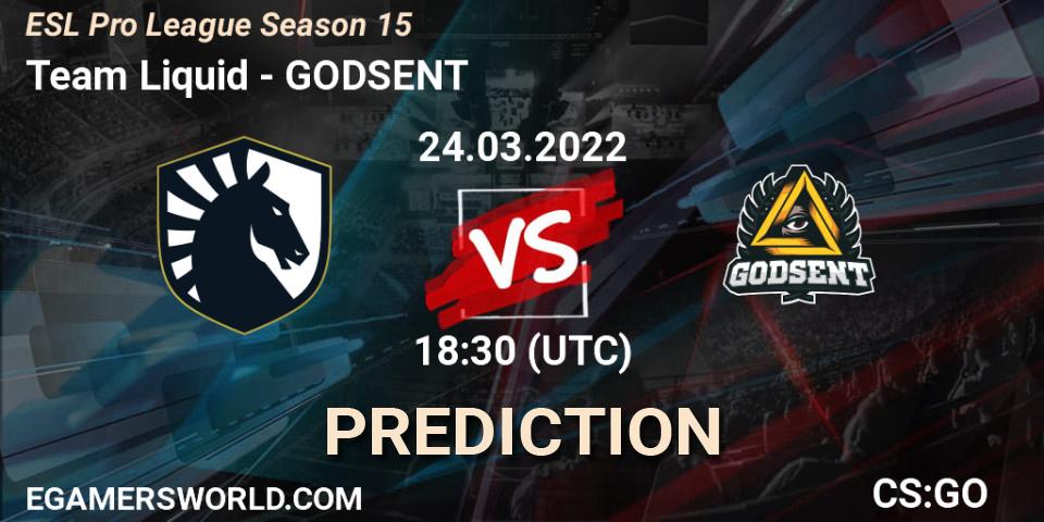 Team Liquid - GODSENT: Maç tahminleri. 24.03.2022 at 18:30, Counter-Strike (CS2), ESL Pro League Season 15