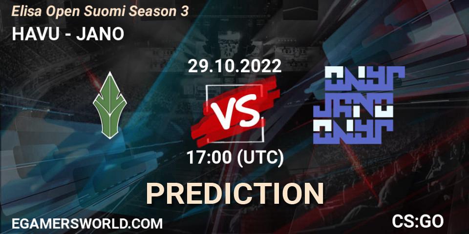 HAVU - JANO: Maç tahminleri. 29.10.2022 at 17:00, Counter-Strike (CS2), Elisa Open Suomi Season 3