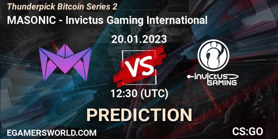 MASONIC - Invictus Gaming International: Maç tahminleri. 22.01.2023 at 09:00, Counter-Strike (CS2), Thunderpick Bitcoin Series 2