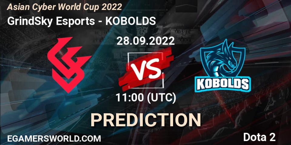 GrindSky Esports - KOBOLDS: Maç tahminleri. 28.09.2022 at 10:19, Dota 2, Asian Cyber World Cup 2022