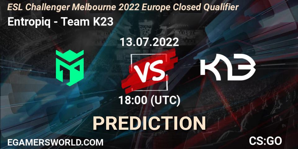 Entropiq - Team K23: Maç tahminleri. 13.07.2022 at 18:00, Counter-Strike (CS2), ESL Challenger Melbourne 2022 Europe Closed Qualifier