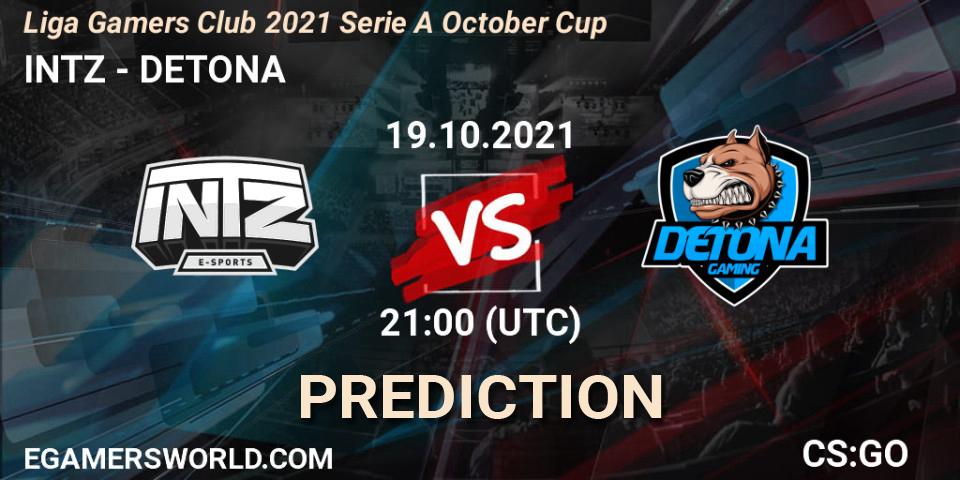 INTZ - DETONA: Maç tahminleri. 19.10.2021 at 23:30, Counter-Strike (CS2), Liga Gamers Club 2021 Serie A October Cup