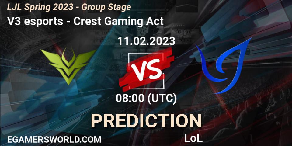 V3 esports - Crest Gaming Act: Maç tahminleri. 11.02.23, LoL, LJL Spring 2023 - Group Stage