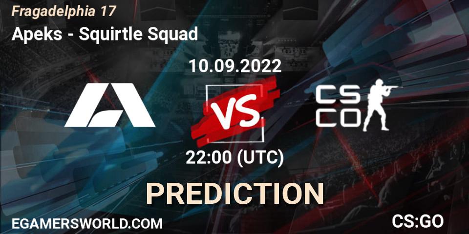 Apeks - Squirtle Squad: Maç tahminleri. 10.09.2022 at 22:15, Counter-Strike (CS2), Fragadelphia 17