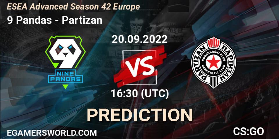9 Pandas - Partizan: Maç tahminleri. 20.09.2022 at 16:30, Counter-Strike (CS2), ESEA Season 42: Advanced Division - Europe