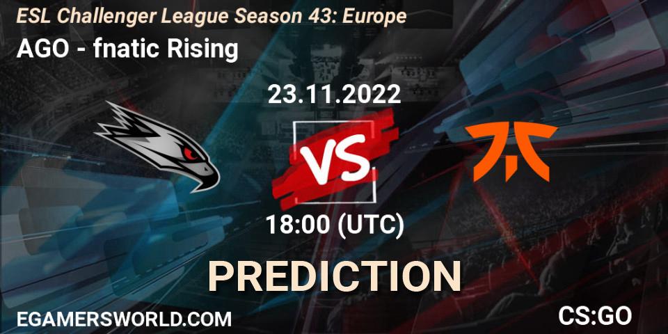 AGO - fnatic Rising: Maç tahminleri. 23.11.2022 at 18:00, Counter-Strike (CS2), ESL Challenger League Season 43: Europe