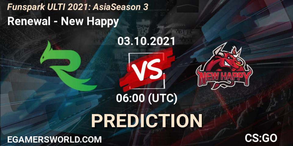 Renewal - New Happy: Maç tahminleri. 11.10.2021 at 06:00, Counter-Strike (CS2), Funspark ULTI 2021: Asia Season 3
