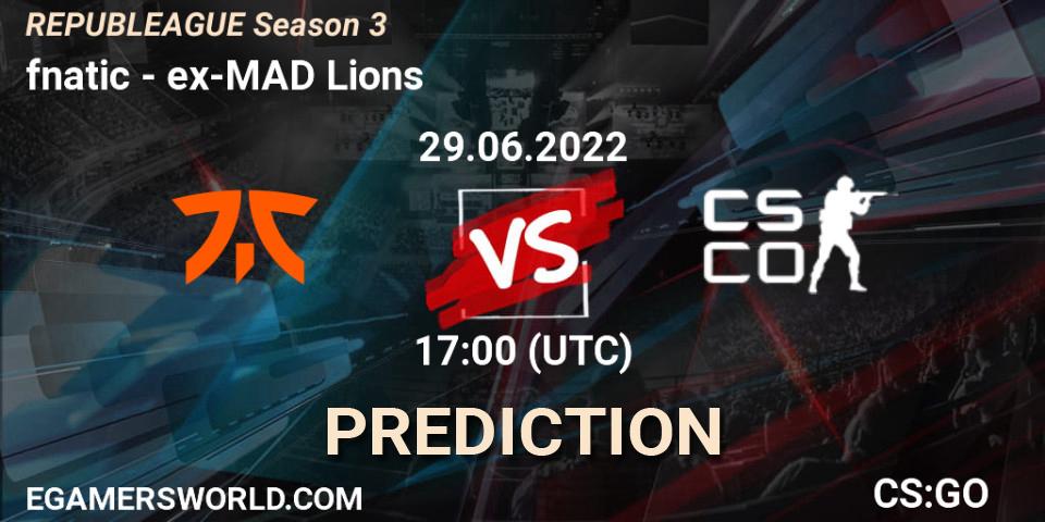 fnatic - ex-MAD Lions: Maç tahminleri. 29.06.2022 at 17:00, Counter-Strike (CS2), REPUBLEAGUE Season 3