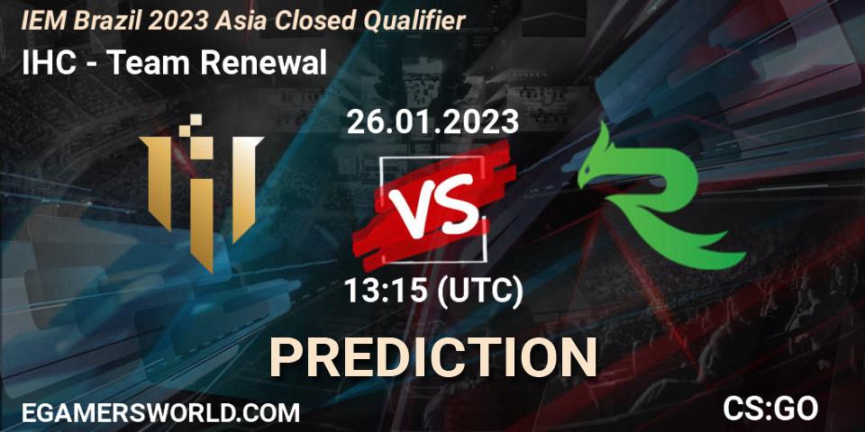 IHC - Team Renewal: Maç tahminleri. 26.01.2023 at 13:15, Counter-Strike (CS2), IEM Brazil Rio 2023 Asia Closed Qualifier