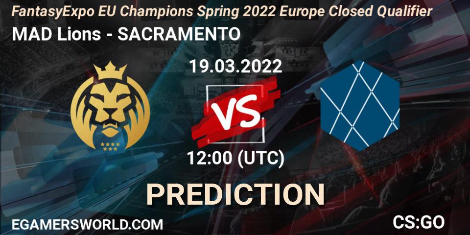 MAD Lions - SACRAMENTO: Maç tahminleri. 19.03.2022 at 12:30, Counter-Strike (CS2), FantasyExpo EU Champions Spring 2022 Europe Closed Qualifier