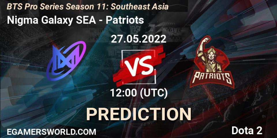Nigma Galaxy SEA - Patriots: Maç tahminleri. 30.05.2022 at 12:00, Dota 2, BTS Pro Series Season 11: Southeast Asia