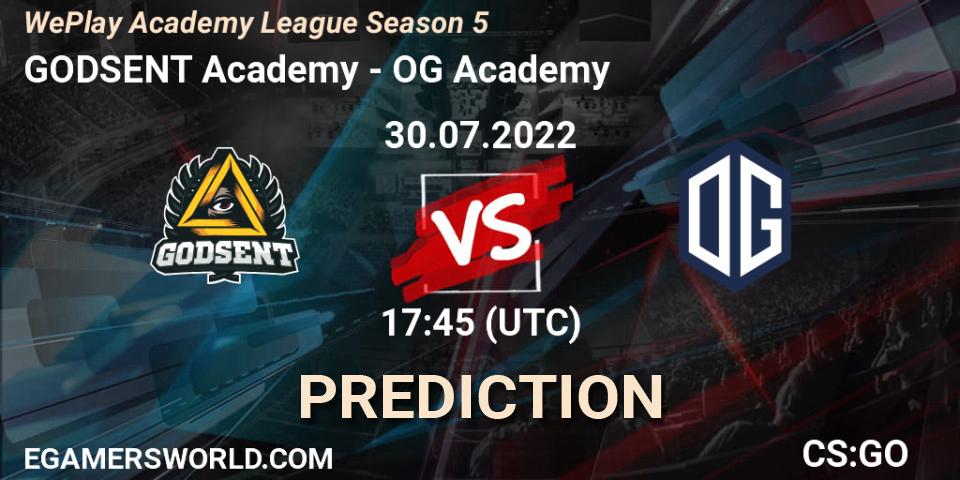 GODSENT Academy - OG Academy: Maç tahminleri. 30.07.2022 at 17:45, Counter-Strike (CS2), WePlay Academy League Season 5