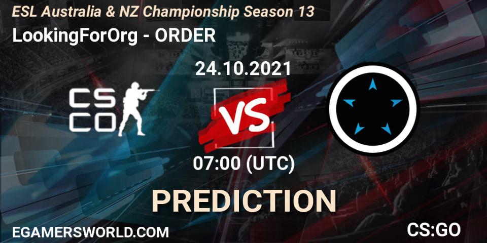 LookingForOrg - ORDER: Maç tahminleri. 24.10.2021 at 07:00, Counter-Strike (CS2), ESL Australia & NZ Championship Season 13