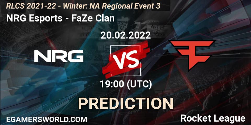 NRG Esports - FaZe Clan: Maç tahminleri. 20.02.2022 at 19:00, Rocket League, RLCS 2021-22 - Winter: NA Regional Event 3