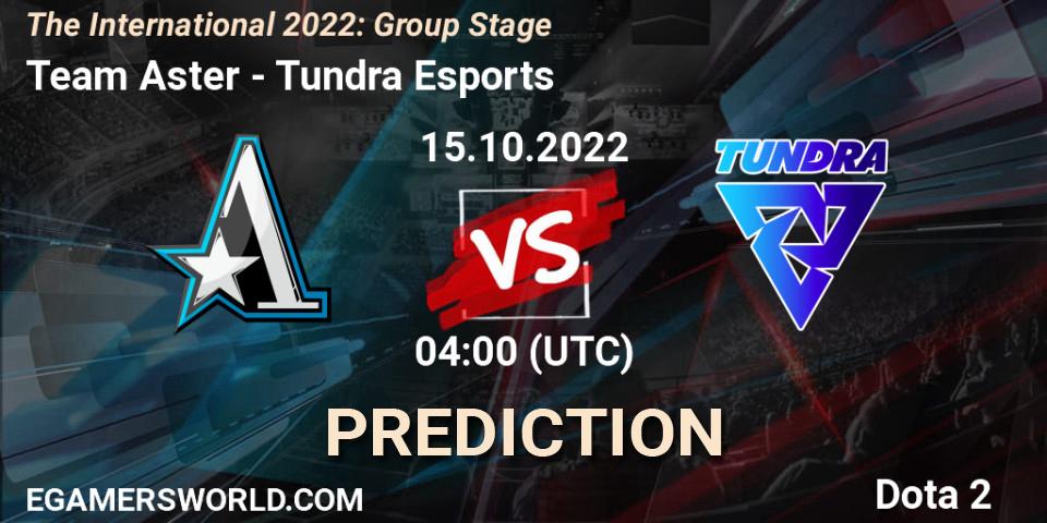 Team Aster - Tundra Esports: Maç tahminleri. 15.10.2022 at 05:05, Dota 2, The International 2022: Group Stage
