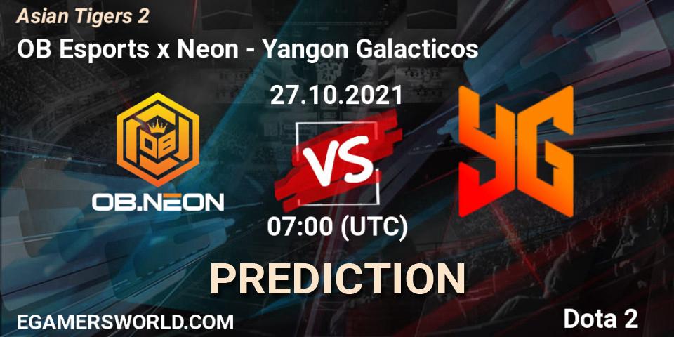 OB Esports x Neon - Yangon Galacticos: Maç tahminleri. 27.10.2021 at 07:09, Dota 2, Moon Studio Asian Tigers 2