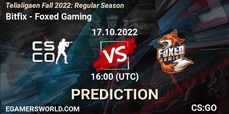Bitfix - Foxed Gaming: Maç tahminleri. 17.10.2022 at 16:00, Counter-Strike (CS2), Telialigaen Fall 2022: Regular Season
