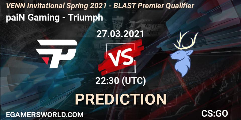 paiN Gaming - Triumph: Maç tahminleri. 27.03.2021 at 22:30, Counter-Strike (CS2), VENN Invitational Spring 2021 - BLAST Premier Qualifier