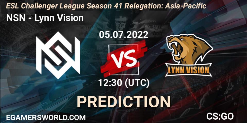 NSN - Lynn Vision: Maç tahminleri. 05.07.2022 at 12:30, Counter-Strike (CS2), ESL Challenger League Season 41 Relegation: Asia-Pacific